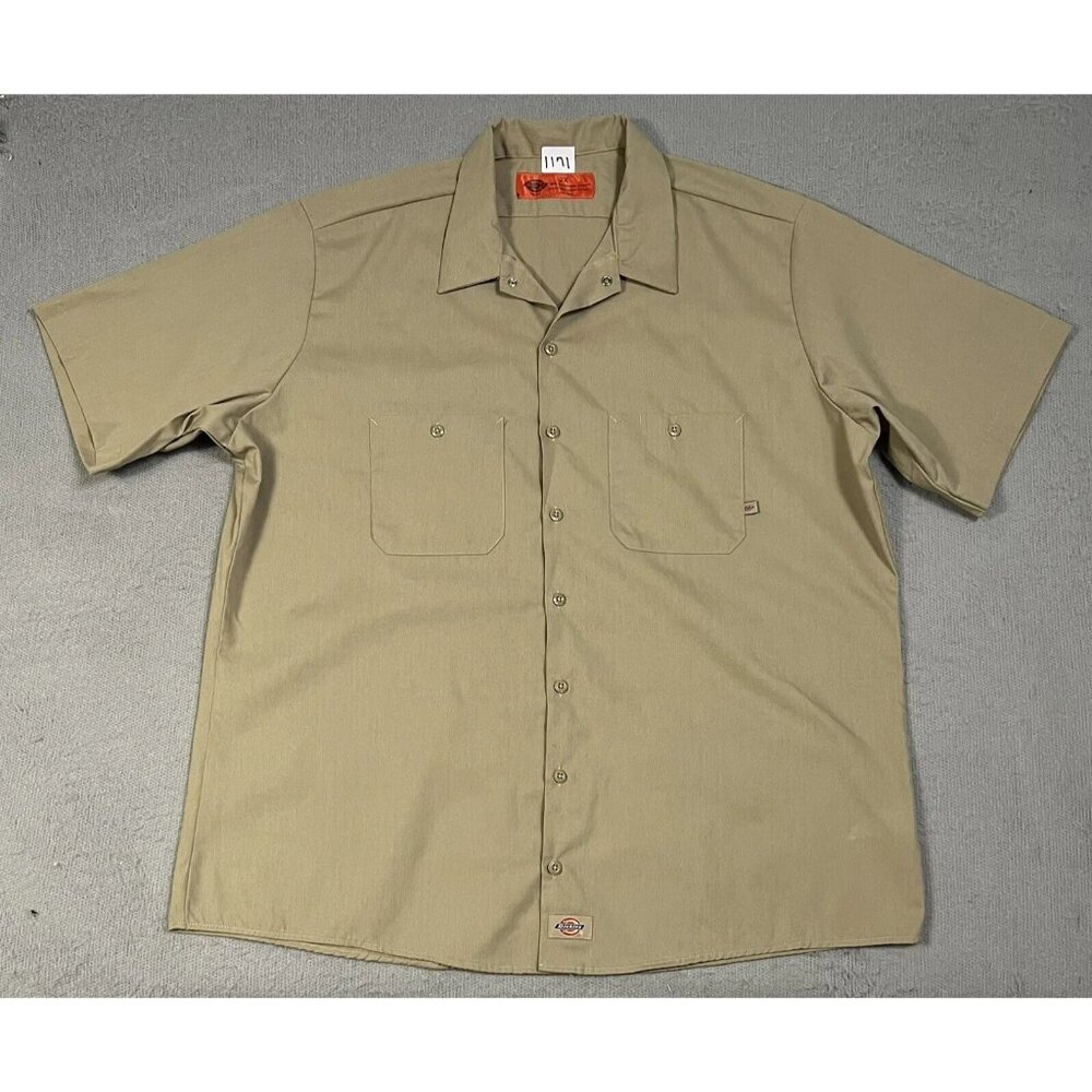 Vintage Dickies Shirt Y2K Industrial Wear Orange Tag Work Short Sleeve Men Sz 2X
